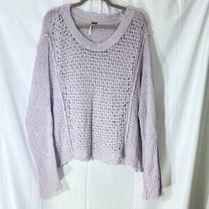 Free People Oversized Cropped Knit Sweater Purple Women’s Size M Slouchy Soft